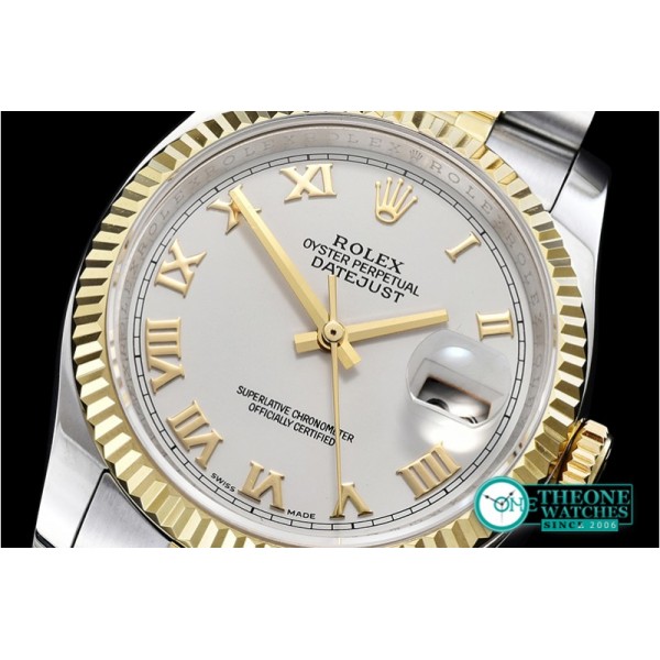 Rolex - DJ 36mm Jub Flt YG/SS White Roman BP A3135 Mod