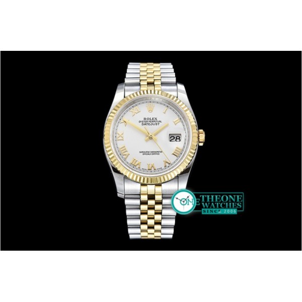 Rolex - DJ 36mm Jub Flt YG/SS White Roman BP A3135 Mod