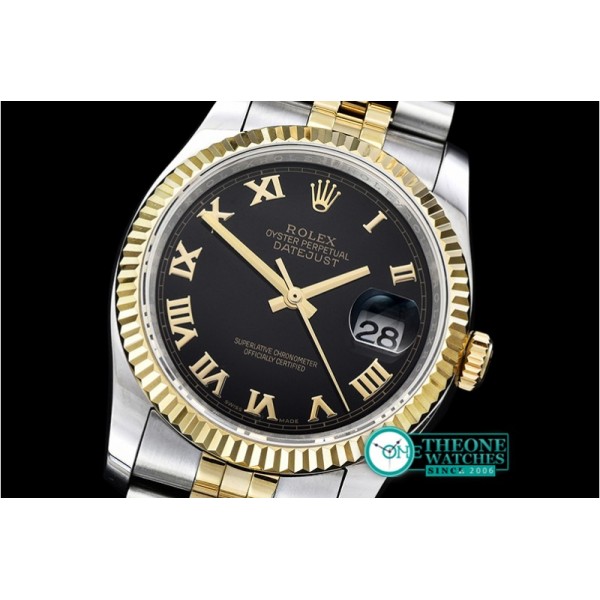 Rolex - DJ 36mm Jub Flt YG/SS Black Roman BP A3135 Mod