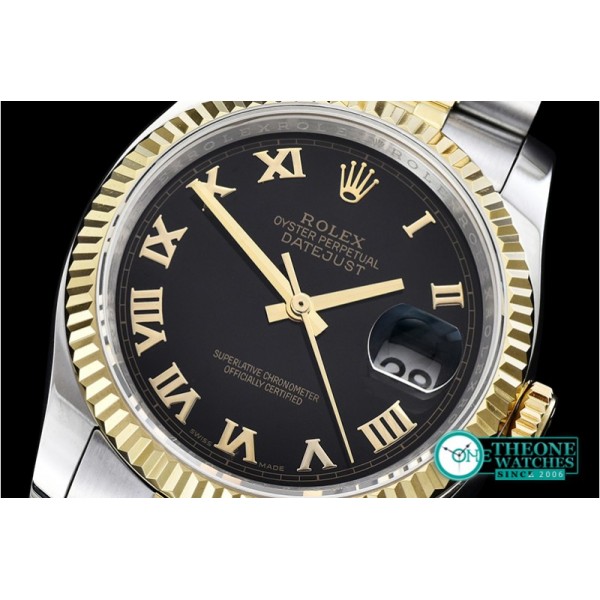 Rolex - DJ 36mm Jub Flt YG/SS Black Roman BP A3135 Mod