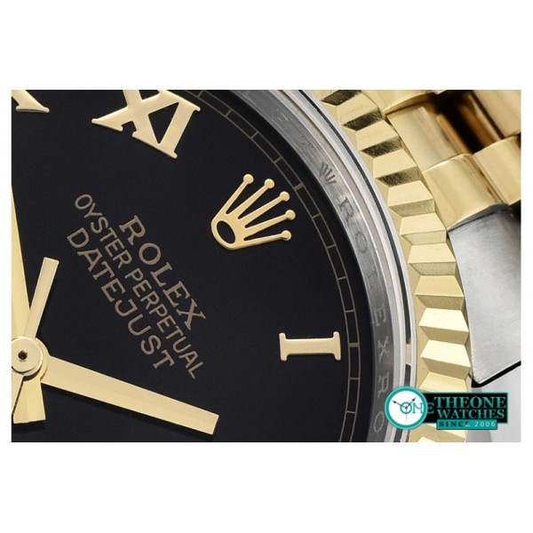 Rolex - DJ 36mm Jub Flt YG/SS Black Roman BP A3135 Mod