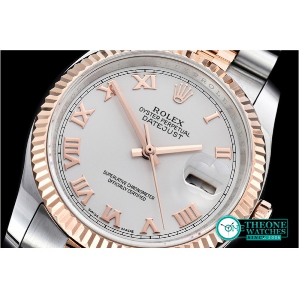 Rolex - DJ 36mm Jub Flt RG/SS White Roman BP A3135 Mod