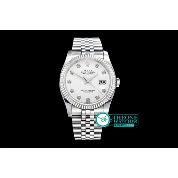 Rolex - DJ 36mm Jub Flt SS/SS White Diams BP A3135 Mod