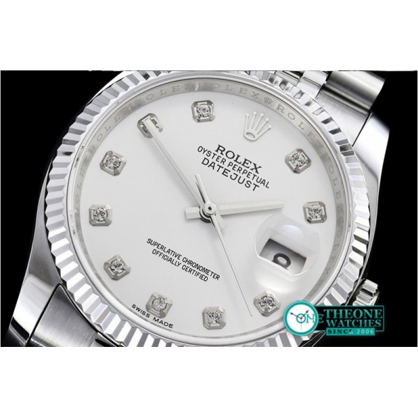 Rolex - DJ 36mm Jub Flt SS/SS White Diams BP A3135 Mod