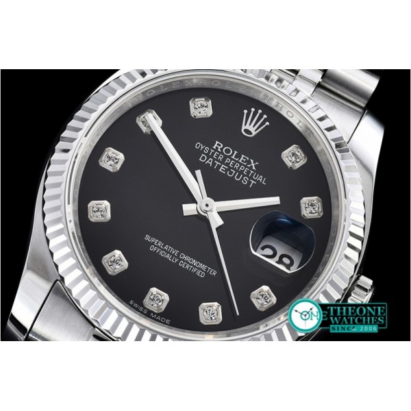 Rolex - DJ 36mm Jub Flt SS/SS Black Diams BP A3135 Mod