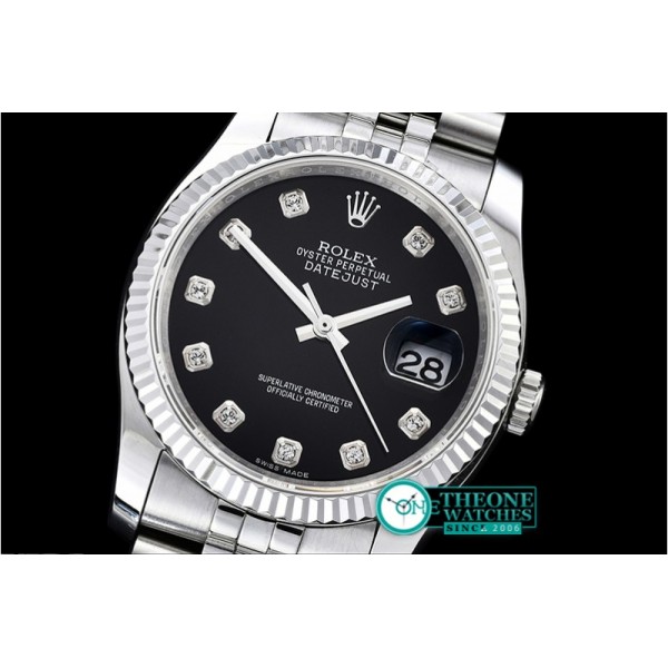 Rolex - DJ 36mm Jub Flt SS/SS Black Diams BP A3135 Mod