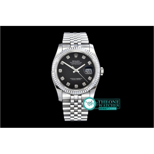 Rolex - DJ 36mm Jub Flt SS/SS Black Diams BP A3135 Mod