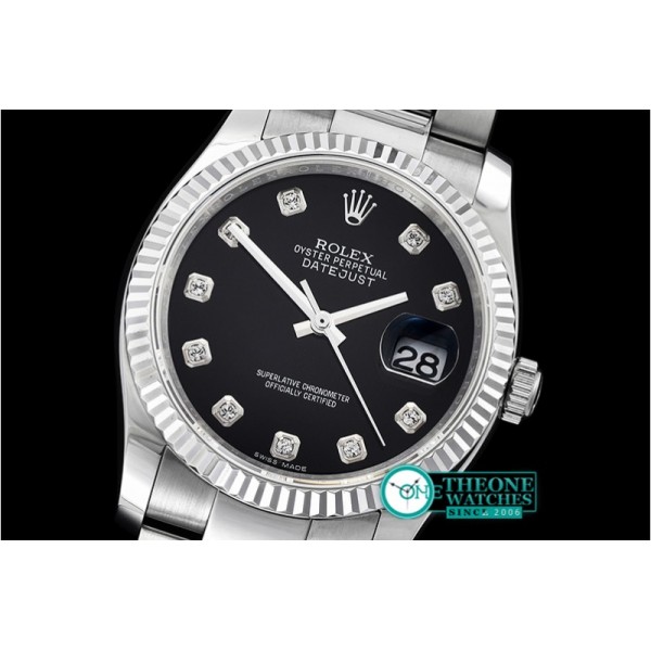 Rolex - DJ 36mm Oyst Flt SS/SS Black Diams BP A3135 Mod