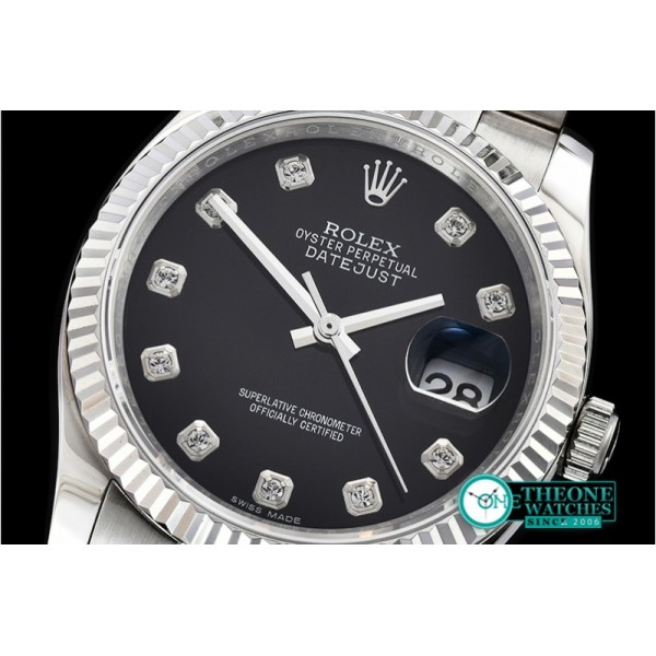 Rolex - DJ 36mm Oyst Flt SS/SS Black Diams BP A3135 Mod