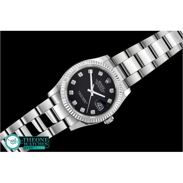 Rolex - DJ 36mm Oyst Flt SS/SS Black Diams BP A3135 Mod