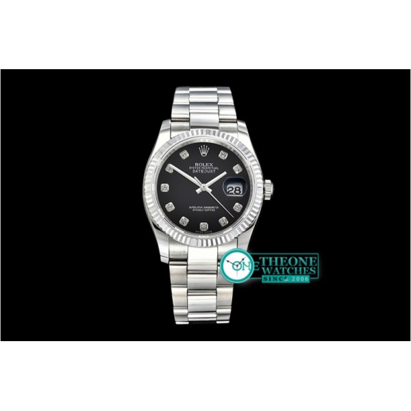 Rolex - DJ 36mm Oyst Flt SS/SS Black Diams BP A3135 Mod