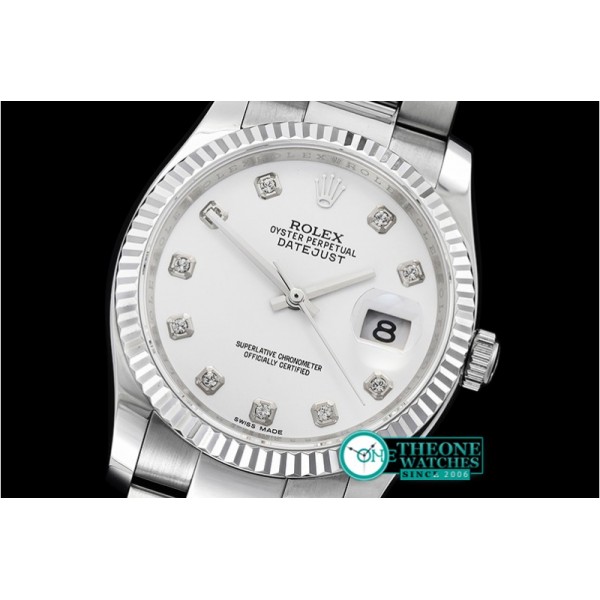 Rolex - DJ 36mm Oyst Flt SS/SS White Diams BP A3135 Mod