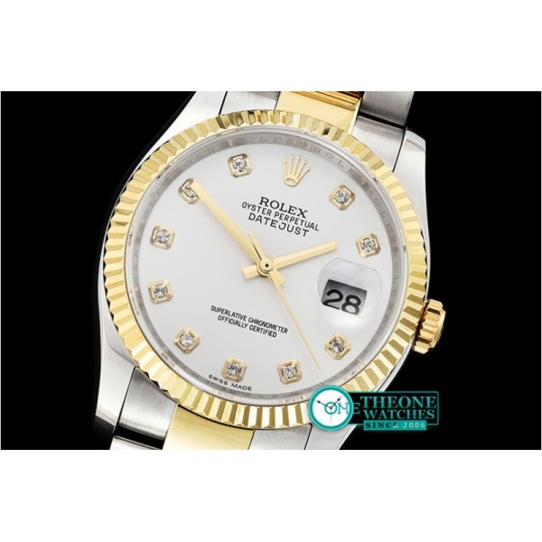 Rolex - DJ 36mm Oyst Flt YG/SS White Diams BP A3135 Mod