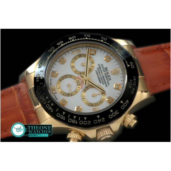 Rolex - Daytona 116528 YG/LE Wht Diam A-7750 Sec@6