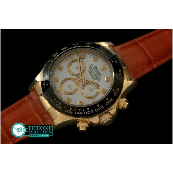 Rolex - Daytona 116528 YG/LE Wht Diam A-7750 Sec@6