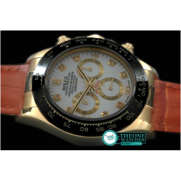 Rolex - Daytona 116528 YG/LE Wht Diam A-7750 Sec@6