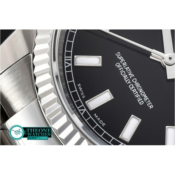 Rolex - DJ 36mm Oyst Flt SS/SS Black Thick Lume BP A3135 Mod