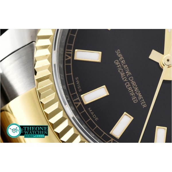 Rolex - DJ 36mm Oyst Flt YG/SS Black Thick Lume BP A3135 Mod