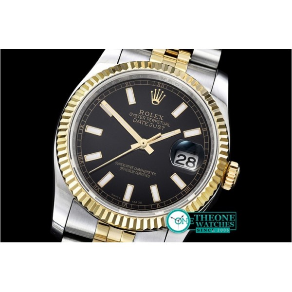 Rolex - DJ 36mm Jub Flt YG/SS Black Thick Lume BP A3135 Mod