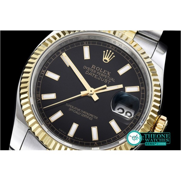 Rolex - DJ 36mm Jub Flt YG/SS Black Thick Lume BP A3135 Mod