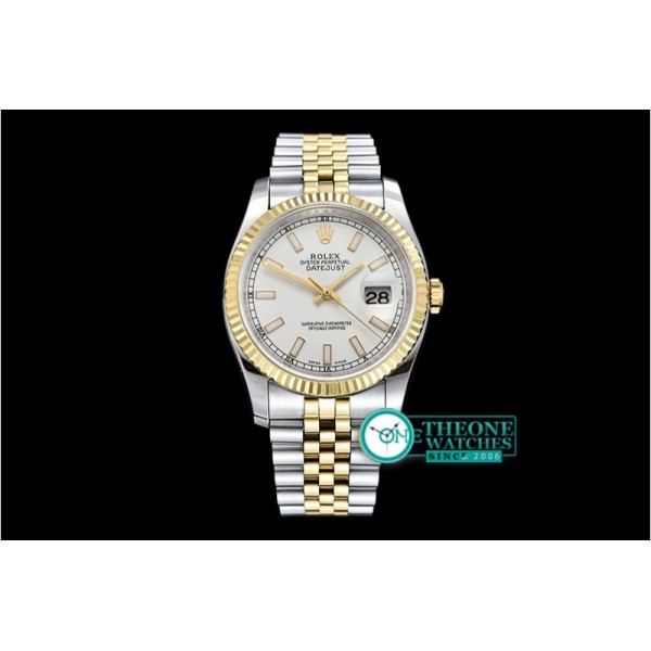 Rolex - DJ 36mm Jub Flt YG/SS White Thick Lume BP A3135 Mod