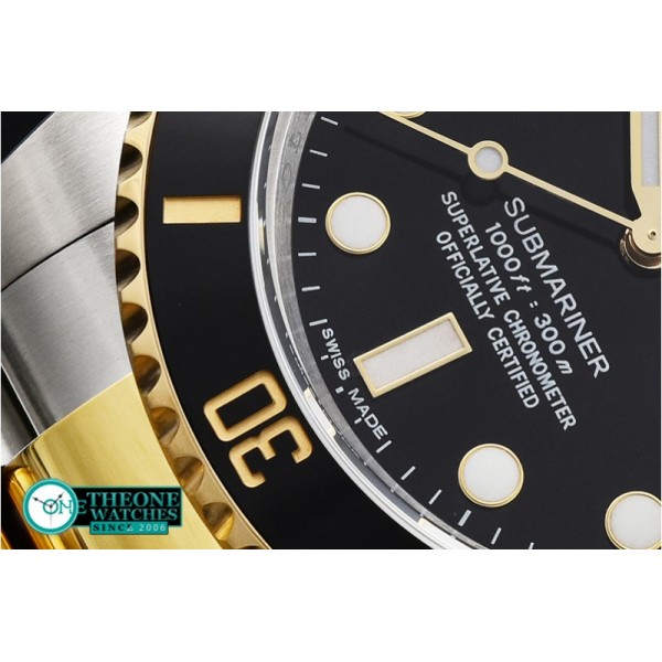 Rolex - Submariner 116613 YG/SS Cer Bez Black JF Asia 2836