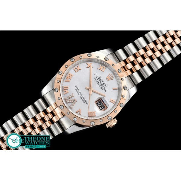 Rolex - DJ Midsize 31mm Diam Bez RG/SS Wht MOP Diam BP A2836