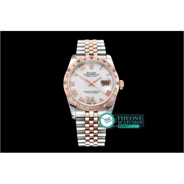 Rolex - DJ Midsize 31mm Diam Bez RG/SS Wht MOP Diam BP A2836