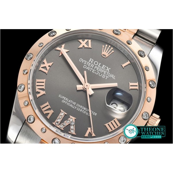 Rolex - DJ Midsize 31mm Diam Bez RG/SS Grey Diam BP A2836