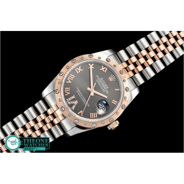 Rolex - DJ Midsize 31mm Diam Bez RG/SS Grey Diam BP A2836