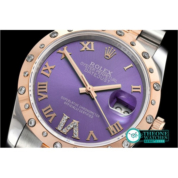 Rolex - DJ Midsize 31mm Diam Bez RG/SS Purple Diam BP A2836