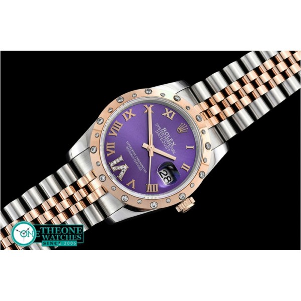 Rolex - DJ Midsize 31mm Diam Bez RG/SS Purple Diam BP A2836