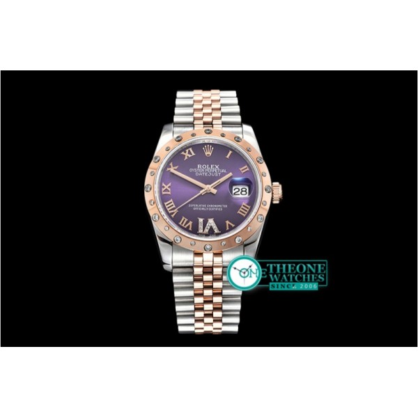 Rolex - DJ Midsize 31mm Diam Bez RG/SS Purple Diam BP A2836