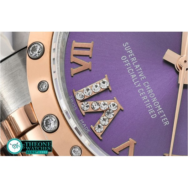 Rolex - DJ Midsize 31mm Diam Bez RG/SS Purple Diam BP A2836