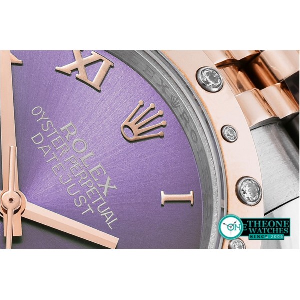 Rolex - DJ Midsize 31mm Diam Bez RG/SS Purple Diam BP A2836