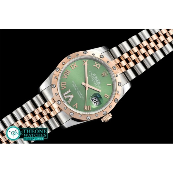 Rolex - DJ Midsize 31mm Diam Bez RG/SS Green Diam BP A2836