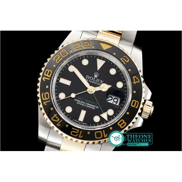 Rolex - GMT II Cer Bez 18K Wrp YG/SS Black Noob A3186 Mod