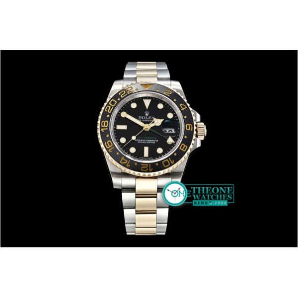 Rolex - GMT II Cer Bez 18K Wrp YG/SS Black Noob A3186 Mod