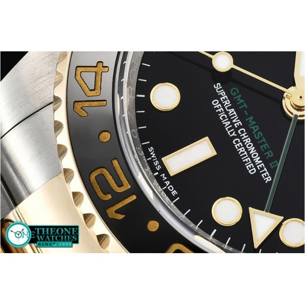 Rolex - GMT II Cer Bez 18K Wrp YG/SS Black Noob A3186 Mod