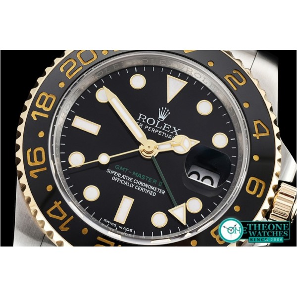 Rolex - GMT II Cer Bez 18K Wrp YG/SS Black Noob A3186 Mod