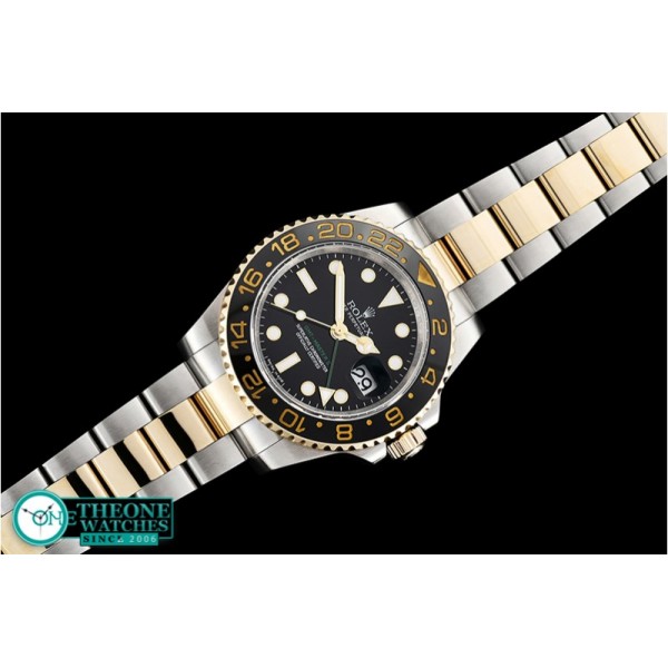 Rolex - GMT II Cer Bez 18K Wrp YG/SS Black Noob A3186 Mod