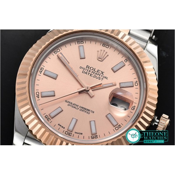 Rolex - DJ2 41mm Jub Flt RG/SS Rose Gold Stick BP Swiss 2836