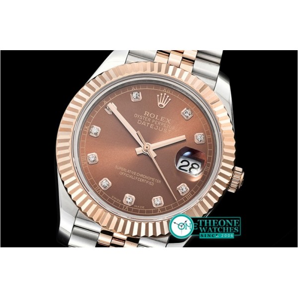 Rolex - DJ2 41mm Jub Flt RG/SS Brown Diams BP Swiss 2836