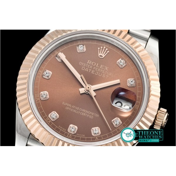 Rolex - DJ2 41mm Jub Flt RG/SS Brown Diams BP Swiss 2836