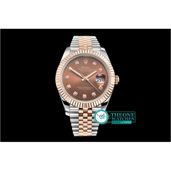 Rolex - DJ2 41mm Jub Flt RG/SS Brown Diams BP Swiss 2836