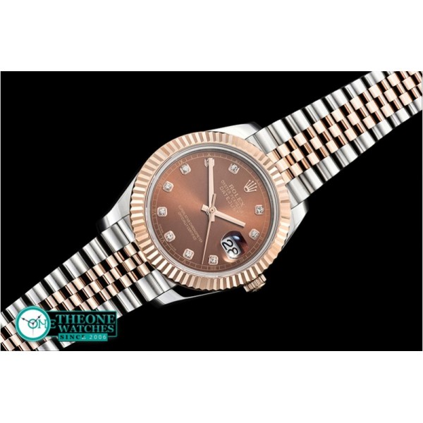 Rolex - DJ2 41mm Jub Flt RG/SS Brown Diams BP Swiss 2836