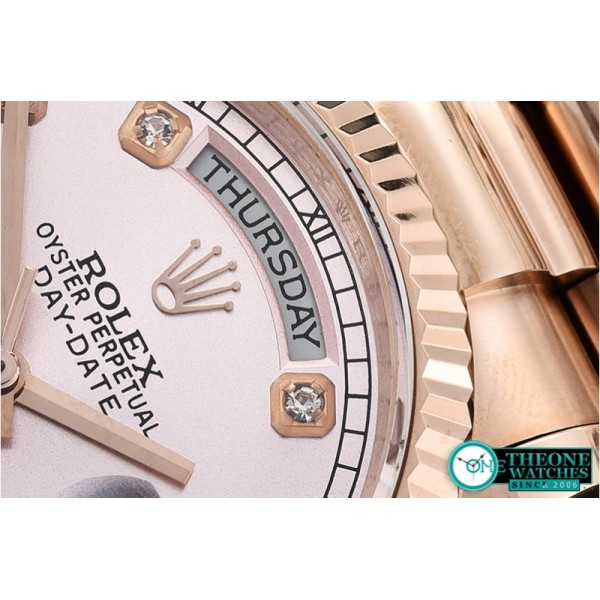 Rolex - DayDate 36mm Flt RG/RG Rose Gold Diam BP Swiss 2836