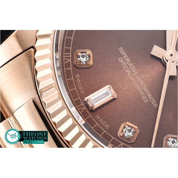 Rolex - DayDate 36mm Flt RG/RG Brown Diam BP Swiss 2836