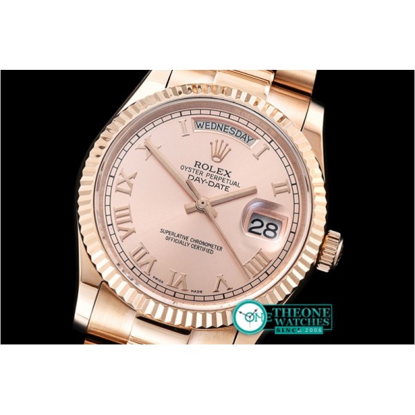 Rolex - DayDate 36mm Flt RG/RG Rose Gold Roman BP Swiss 2836