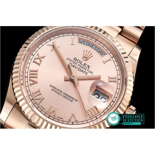 Rolex - DayDate 36mm Flt RG/RG Rose Gold Roman BP Swiss 2836